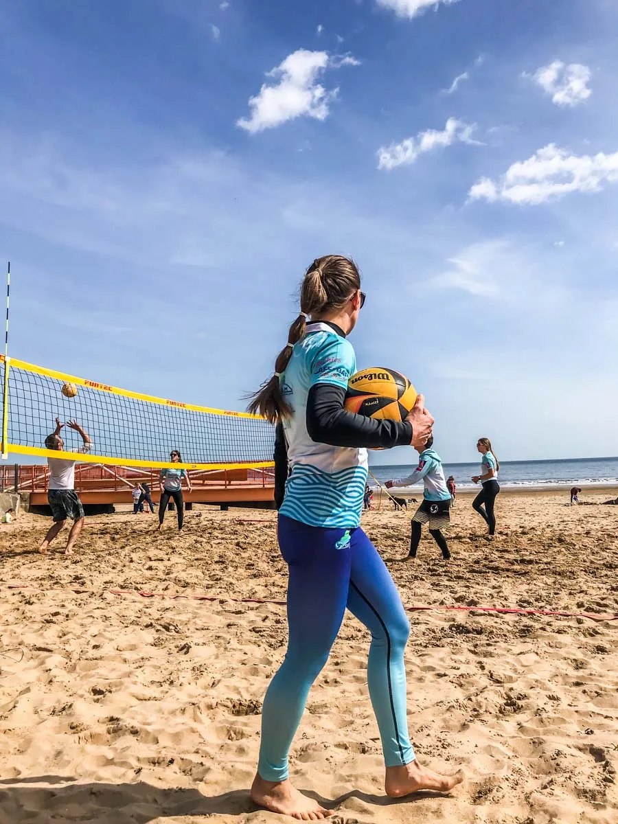 Skyball players on Bridlington beach